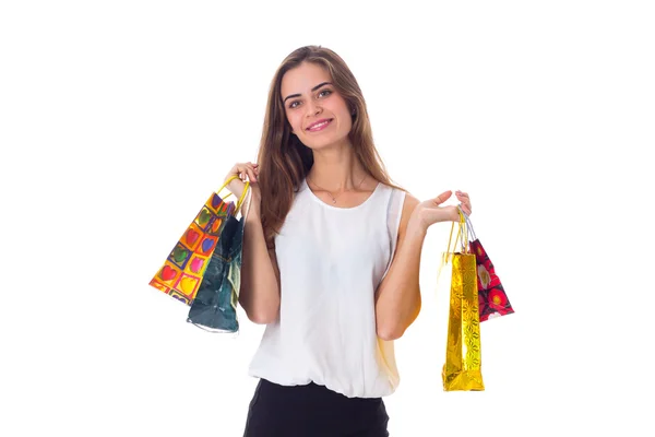 Mulher com sacos de compras — Fotografia de Stock