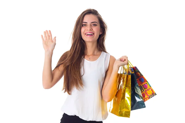 Mulher com sacos de compras — Fotografia de Stock