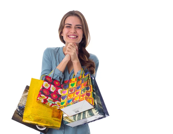 Femme avec sacs à provisions — Photo