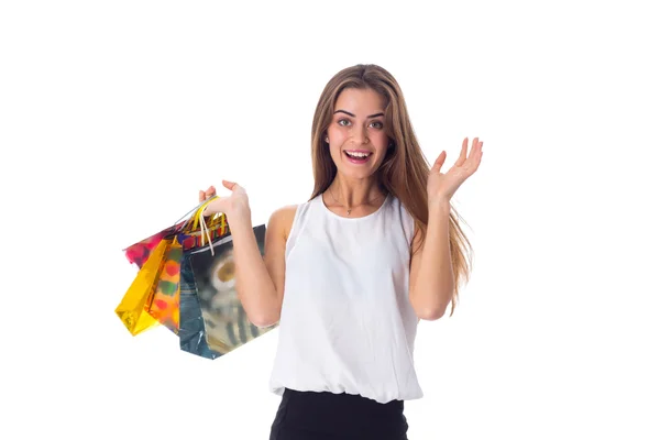 Donna con shopping bags — Foto Stock