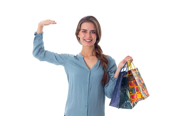 Donna con shopping bags — Foto Stock