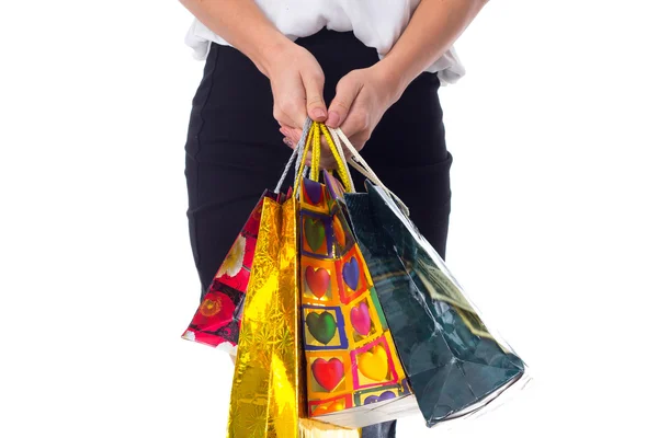 Donna con shopping bags — Foto Stock