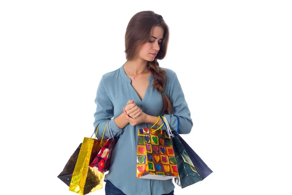 Mujer con bolsas de compras — Foto de Stock