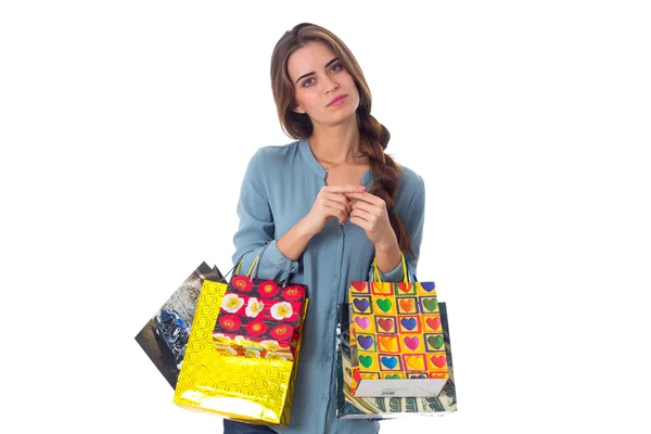 Donna con shopping bags — Foto Stock