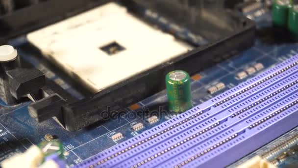 Old vintage motherboard from computer — Stock Video