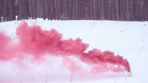 Fumée rouge ou rose colorée — Video