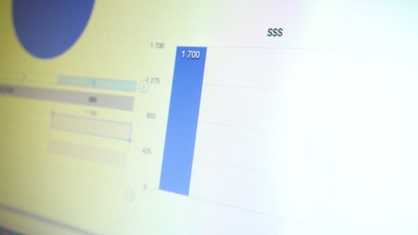 Çubuk grafik veri üstünde perde ile — Stok video