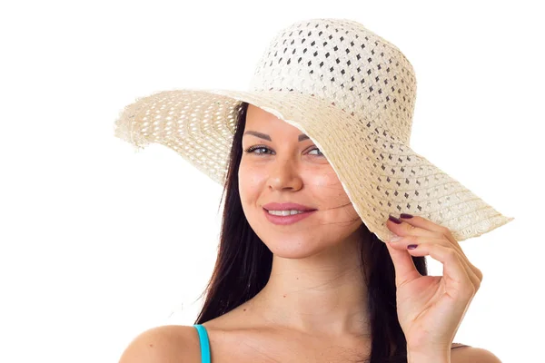 Woman in swimming suit with hat — Stock Photo, Image