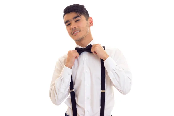 Jonge man met ' bow-tie en jarretels — Stockfoto