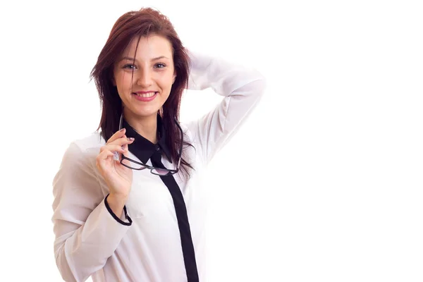 Junge Geschäftsfrau mit Brille — Stockfoto