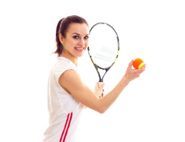 Tenis raket ve top olan kadın
