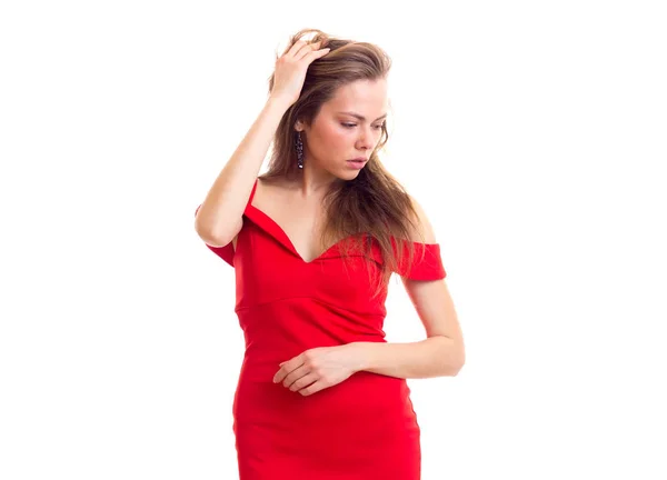 Mujer joven en vestido rojo —  Fotos de Stock