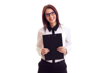Young businesswoman holding folder