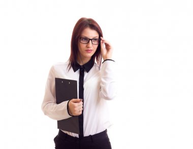Young businesswoman holding folder