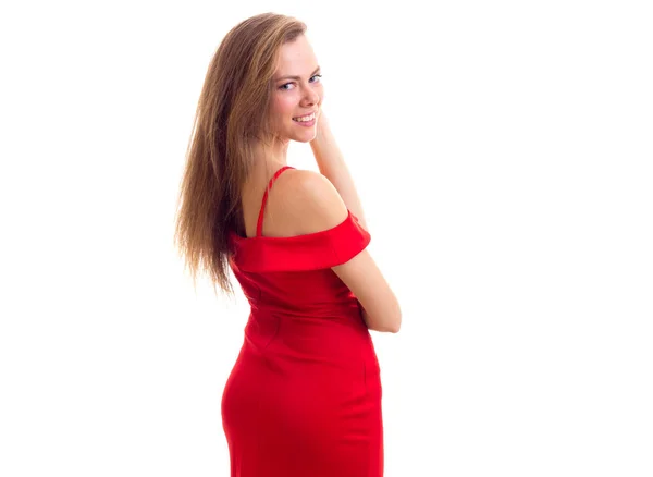 Mujer joven en vestido rojo —  Fotos de Stock