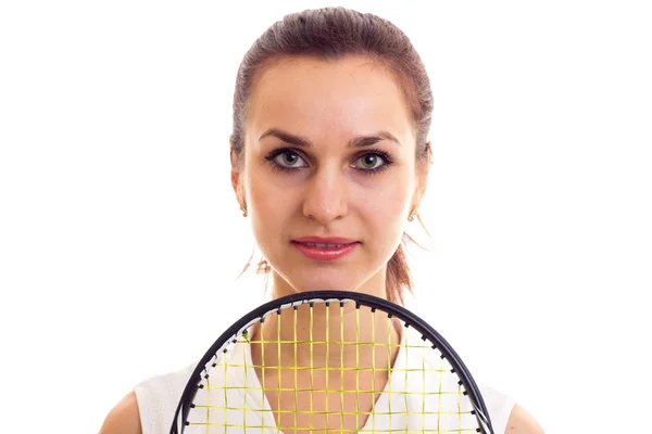Woman with tennis racquet — Stock Photo, Image