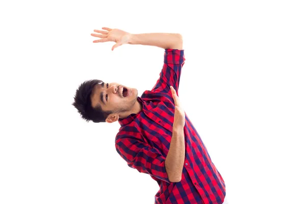 Hombre joven con camisa a cuadros — Foto de Stock