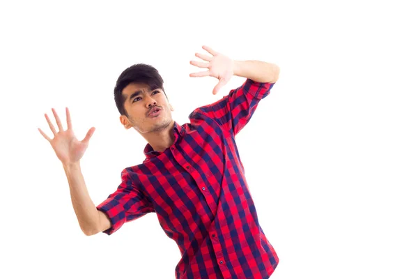 Young man in plaid shirt — Stock Photo, Image