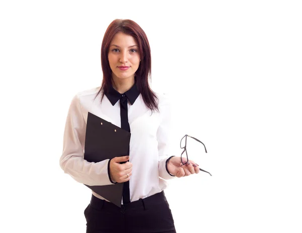Young businesswoman holding folder — Stock Photo, Image