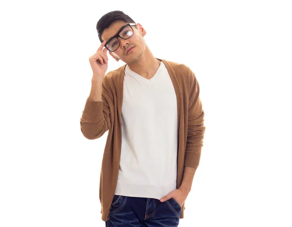 Mladý muž v brýlích — Stock fotografie