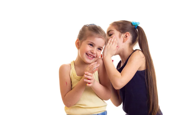 Kleine meisjes met gekleurde handen — Stockfoto