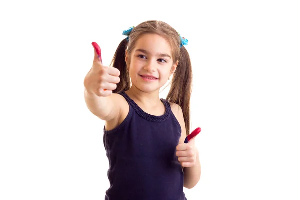 Bambina con le mani colorate — Foto Stock