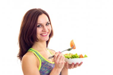 Sportif kadın holding salata