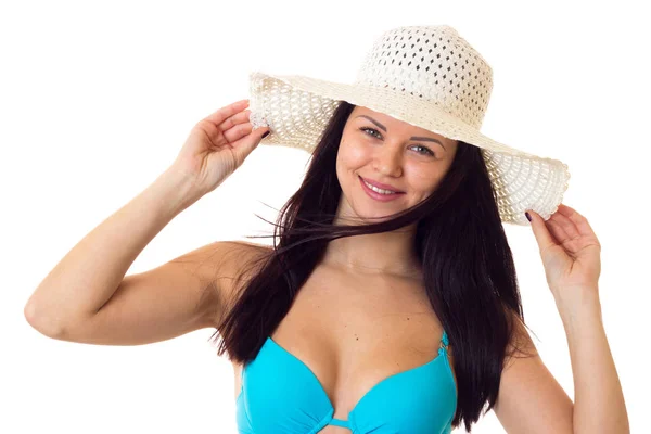 Mujer en traje de baño con sombrero —  Fotos de Stock