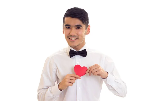 Młody człowiek trzyma odczytu serca — Zdjęcie stockowe