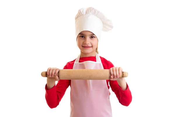 Klein meisje koken — Stockfoto