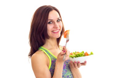 Sportif kadın holding salata