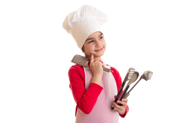 烹饪的小女孩 — 图库照片