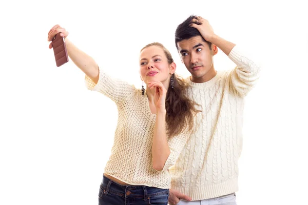 Young couple making selfie — Stock Photo, Image