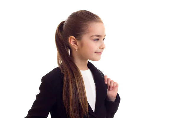 Dziewczynka w czarna kurtka — Zdjęcie stockowe