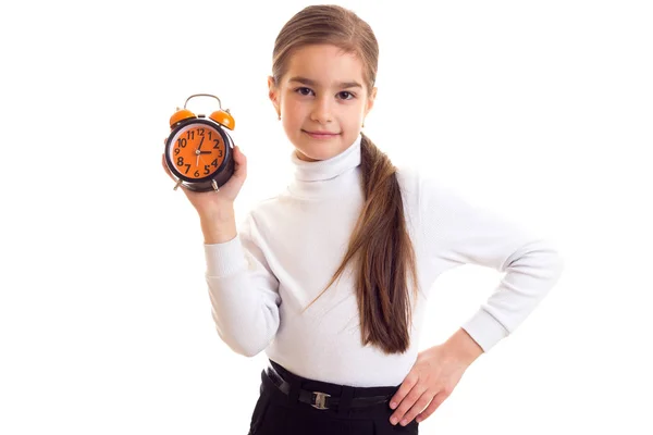 Kleines Mädchen mit Uhr — Stockfoto
