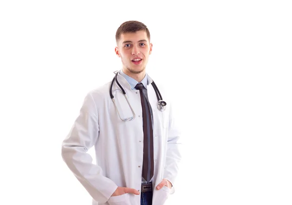 Jeune homme en robe de médecin — Photo