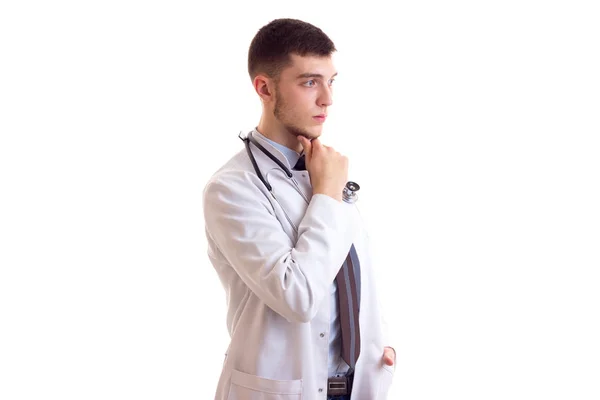 Genç adam doktor elbise — Stok fotoğraf