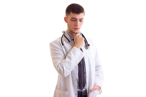 Jeune homme en robe de médecin — Photo