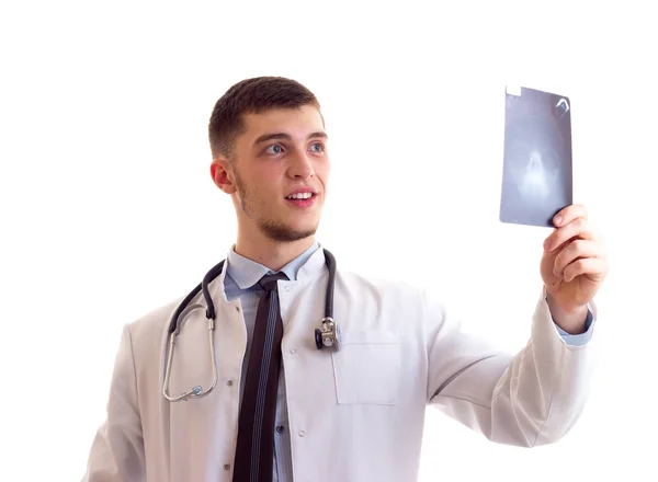 Young man in doctor gown — Stock Photo, Image