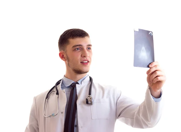 Young man in doctor gown — Stock Photo, Image