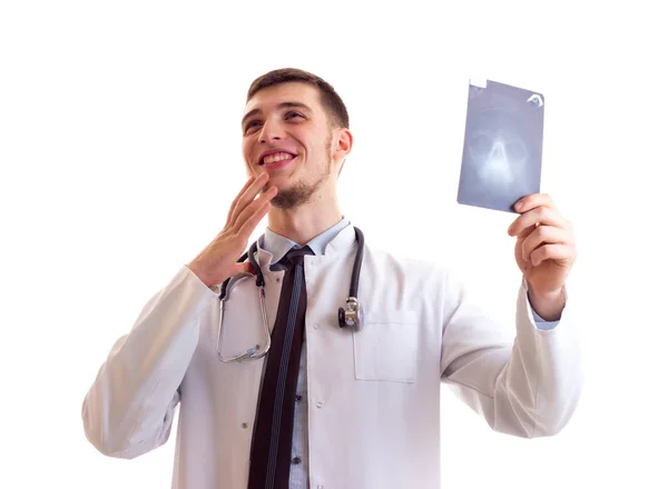 Young man in doctor gown — Stock Photo, Image