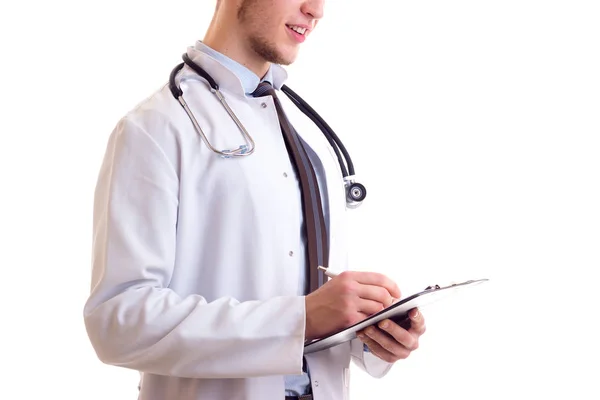 Young man in doctor gown — Stock Photo, Image