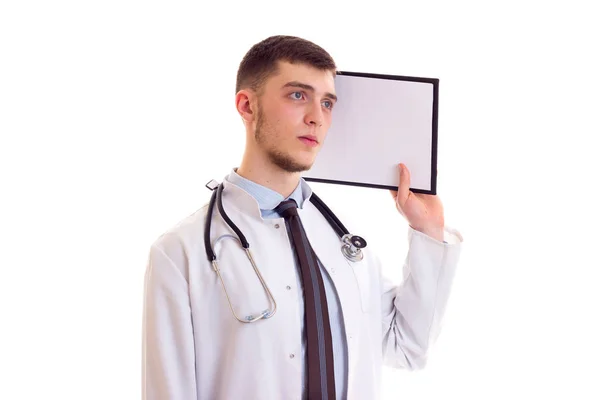 Young man in doctor gown — Stock Photo, Image