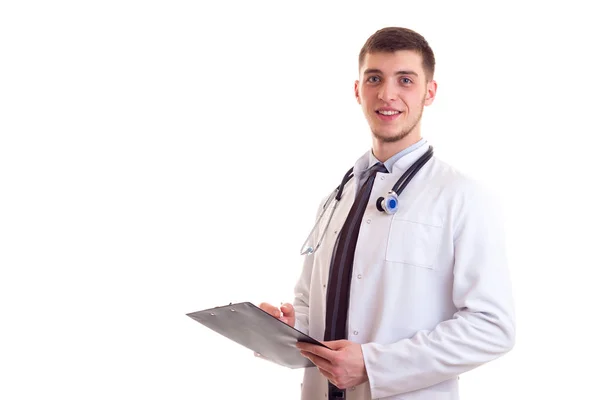 Young man in doctor gown — Stock Photo, Image