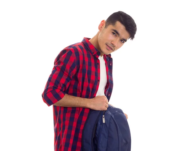 Ung man med ryggsäck — Stockfoto