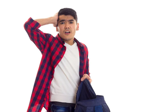 Jeune homme avec sac à dos — Photo