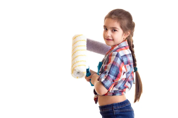 Malá holčička drží bílé rohlíky — Stock fotografie