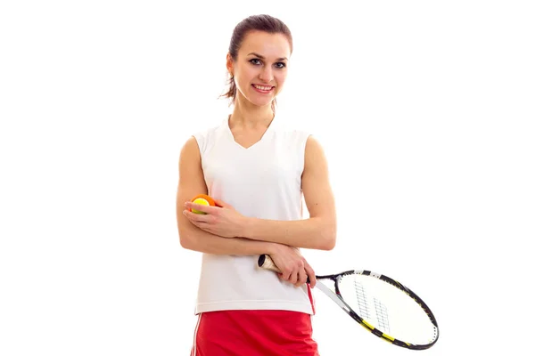 Mujer con raqueta de tenis —  Fotos de Stock