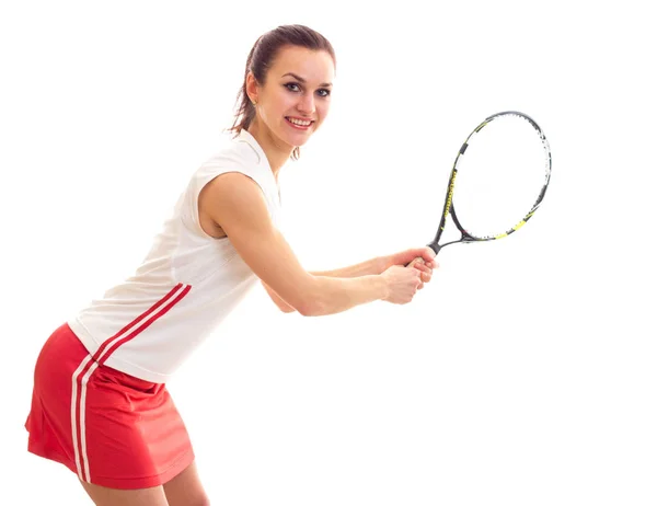 Kvinna med tennisracket — Stockfoto