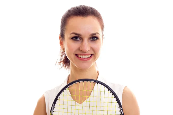 Жінка з тенісним ракеткою — стокове фото
